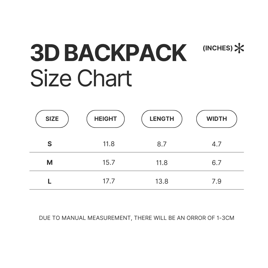 3D Backpack Size Chart - The Lord Of The Rings Shop