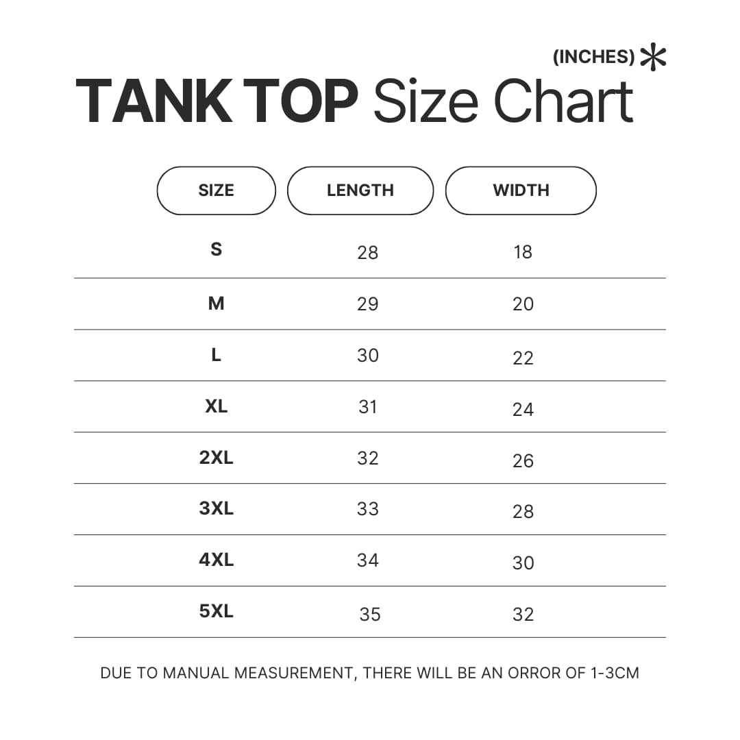Tank Top Size Chart - The Lord Of The Rings Shop