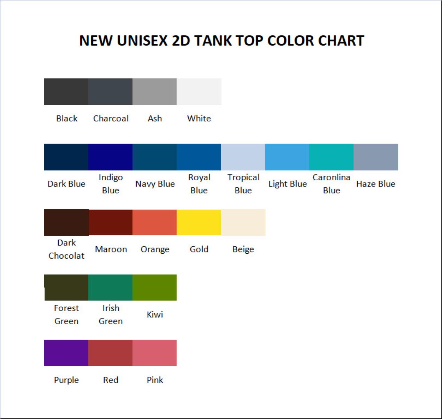 tank top color chart - The Lord Of The Rings Shop