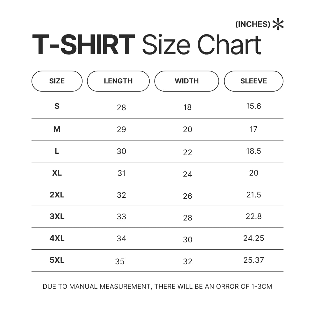 T shirt Size Chart - The Lord Of The Rings Shop