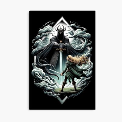 Epic Duel A Fierce Maiden And A Dark Wraith Fantasy Poster