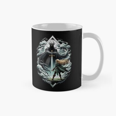 Epic Duel A Fierce Maiden And A Dark Wraith Fantasy Mug