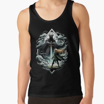 Epic Duel A Fierce Maiden And A Dark Wraith Fantasy Tank Top