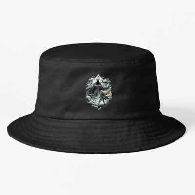 Epic Duel A Fierce Maiden And A Dark Wraith Fantasy Bucket Hat