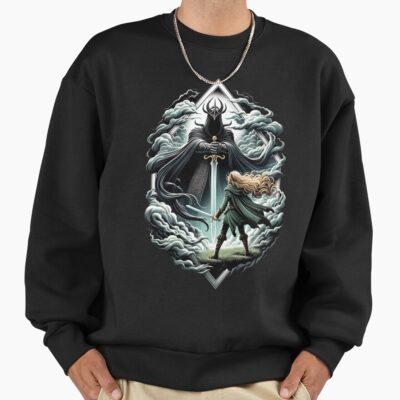 Epic Duel A Fierce Maiden And A Dark Wraith Fantasy Sweatshirt