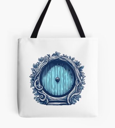 A Blue Round Door Halfling Home Fantasy Tote Bag