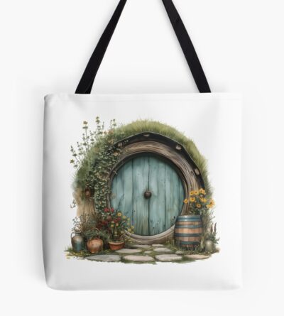 Halfling Round Door In Watercolor Fantasy Tote Bag