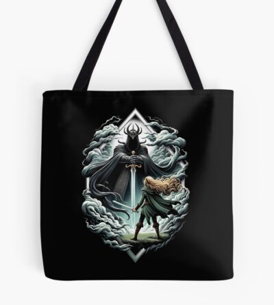 Epic Duel A Fierce Maiden And A Dark Wraith Fantasy Tote Bag