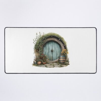 Halfling Round Door In Watercolor Fantasy Mouse Pad