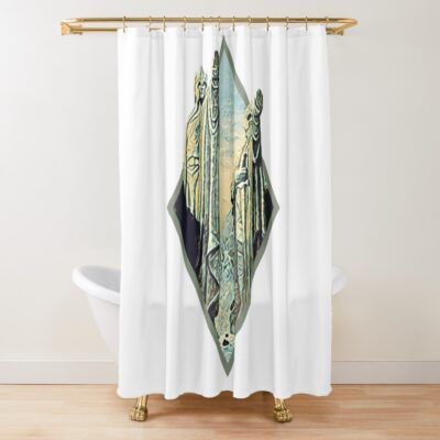 Kings By The River Digital Art Diamond Frame White Fantasy Shower Curtain
