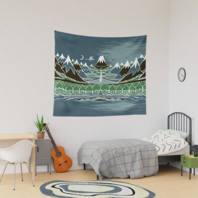 Midnight Forest Mountain Path In The Style Of J R R Tolkien Tapestry